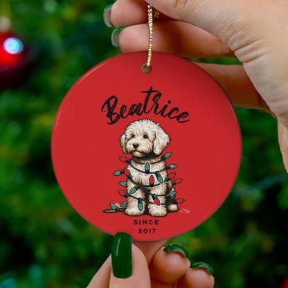 Personalized Pet Name Ceramic Ornament. Custom Ornament. Holiday Gift for Him/Her. Labradoodle.