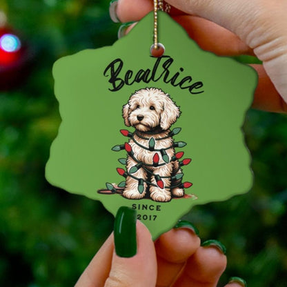 Personalized Pet Name Ceramic Ornament. Custom Ornament. Holiday Gift for Him/Her. Labradoodle.