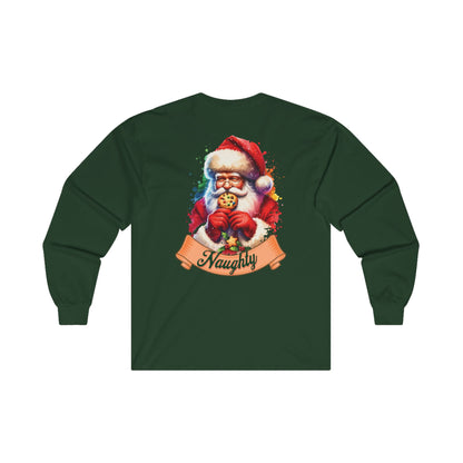 Naughty Santa Eating Cookies Long Sleeve T-Shirt