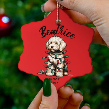 Personalized Pet Name Ceramic Ornament. Custom Ornament. Holiday Gift for Him/Her. Labradoodle.