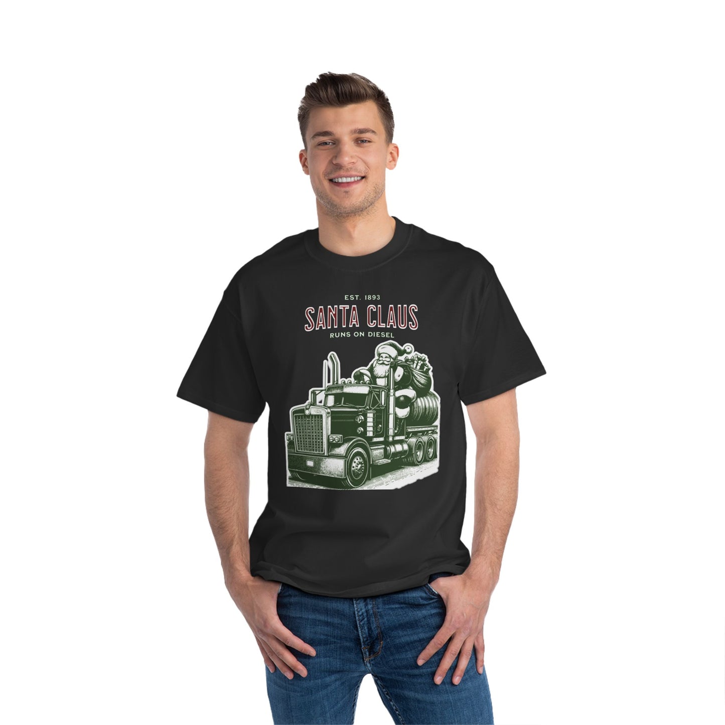 Santa Claus Runs on Diesel - Christmas Tee- Short-Sleeve T-Shirt