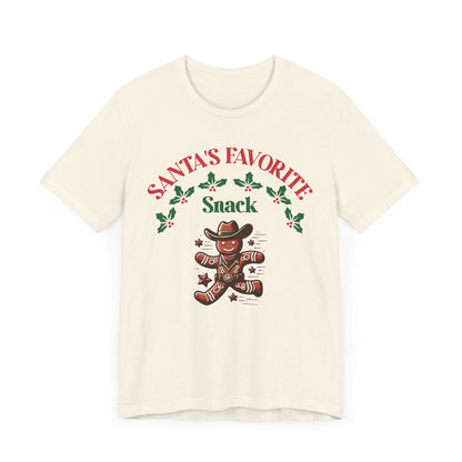 Santa's Favorite Snack T-Shirt. Gingerbread Cowboy. Christmas Baking.