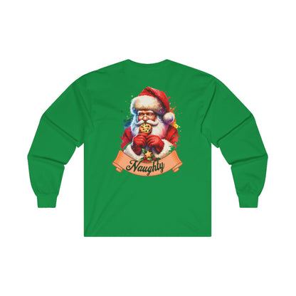 Naughty Santa Eating Cookies Long Sleeve T-Shirt