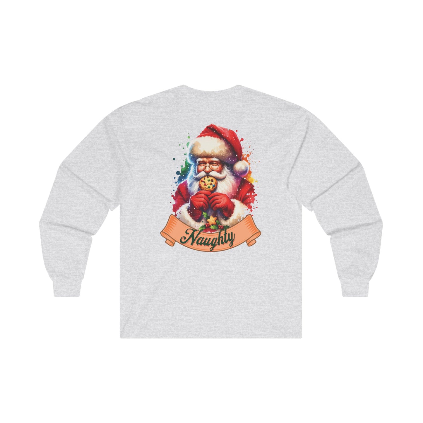 Naughty Santa Eating Cookies Long Sleeve T-Shirt