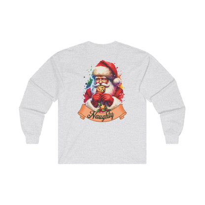 Naughty Santa Eating Cookies Long Sleeve T-Shirt