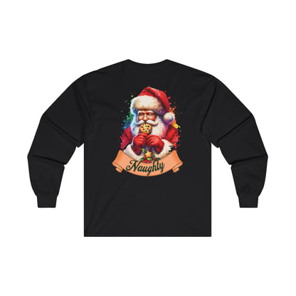 Naughty Santa Eating Cookies Long Sleeve T-Shirt