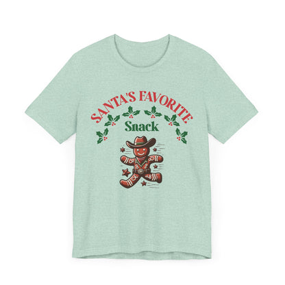 Santa's Favorite Snack T-Shirt. Gingerbread Cowboy. Christmas Baking.