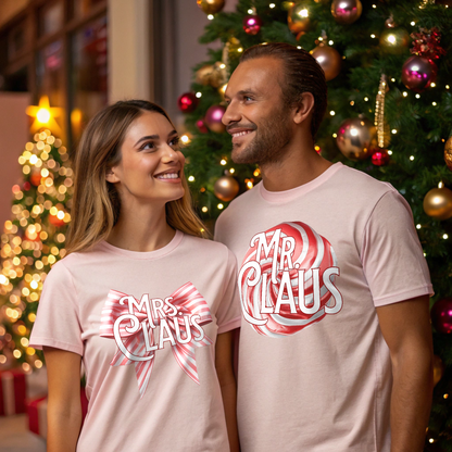 Mr. & Mrs. Claus Peppermint T-Shirt. Couples Christmas Shirts. Matching