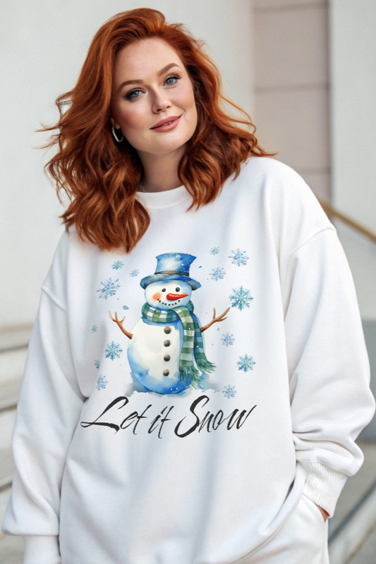 Let it Snow Snowman Sweatshirt. Winter Season. Christmas. Grandma Chic.