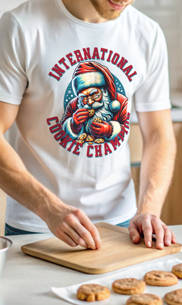 International Cookie Champion Santa Eating Cookies T-Shirt